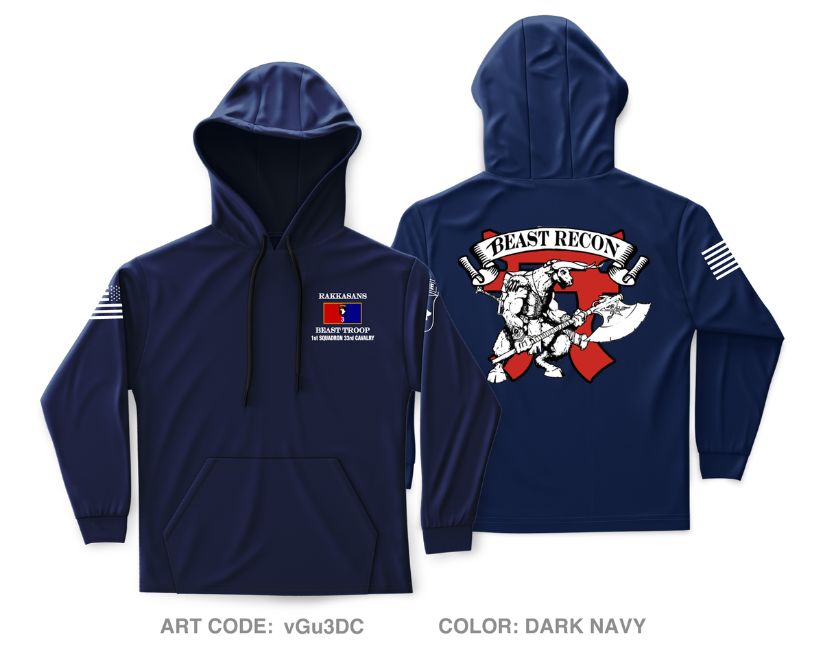 B TRP, 1-33 Cav, 3BCT Core Men's Hooded Performance Sweatshirt - vGu3DC