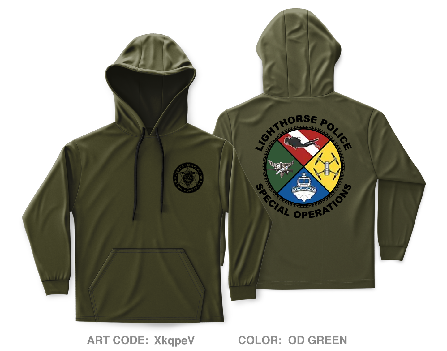 Muscogee (Creek) Nation Lighthorse Police Core Men's Hooded Performance Sweatshirt - XkqpeV