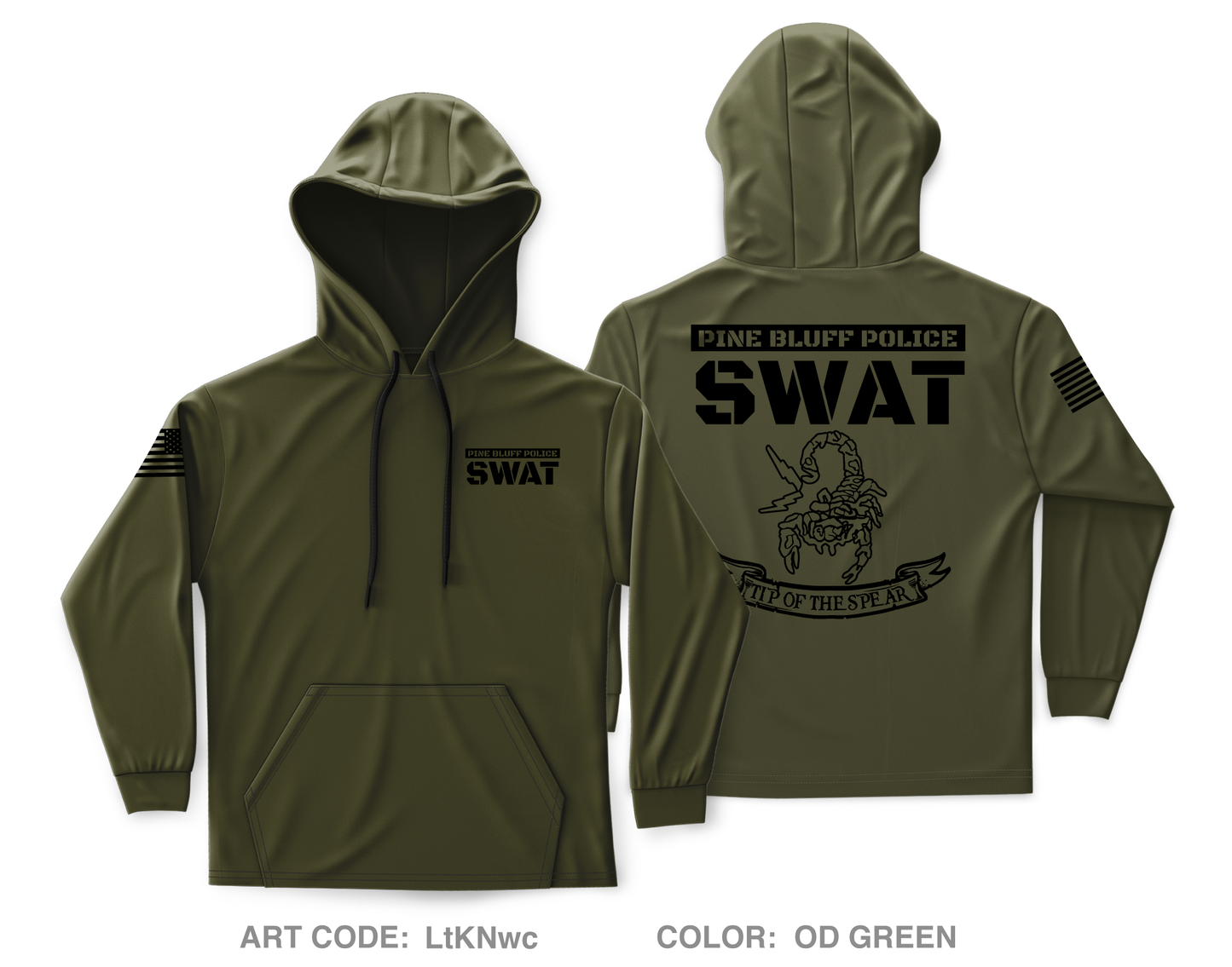 Pine Bluff Police SWAT Core Men's Hooded Performance Sweatshirt - LtKNwc