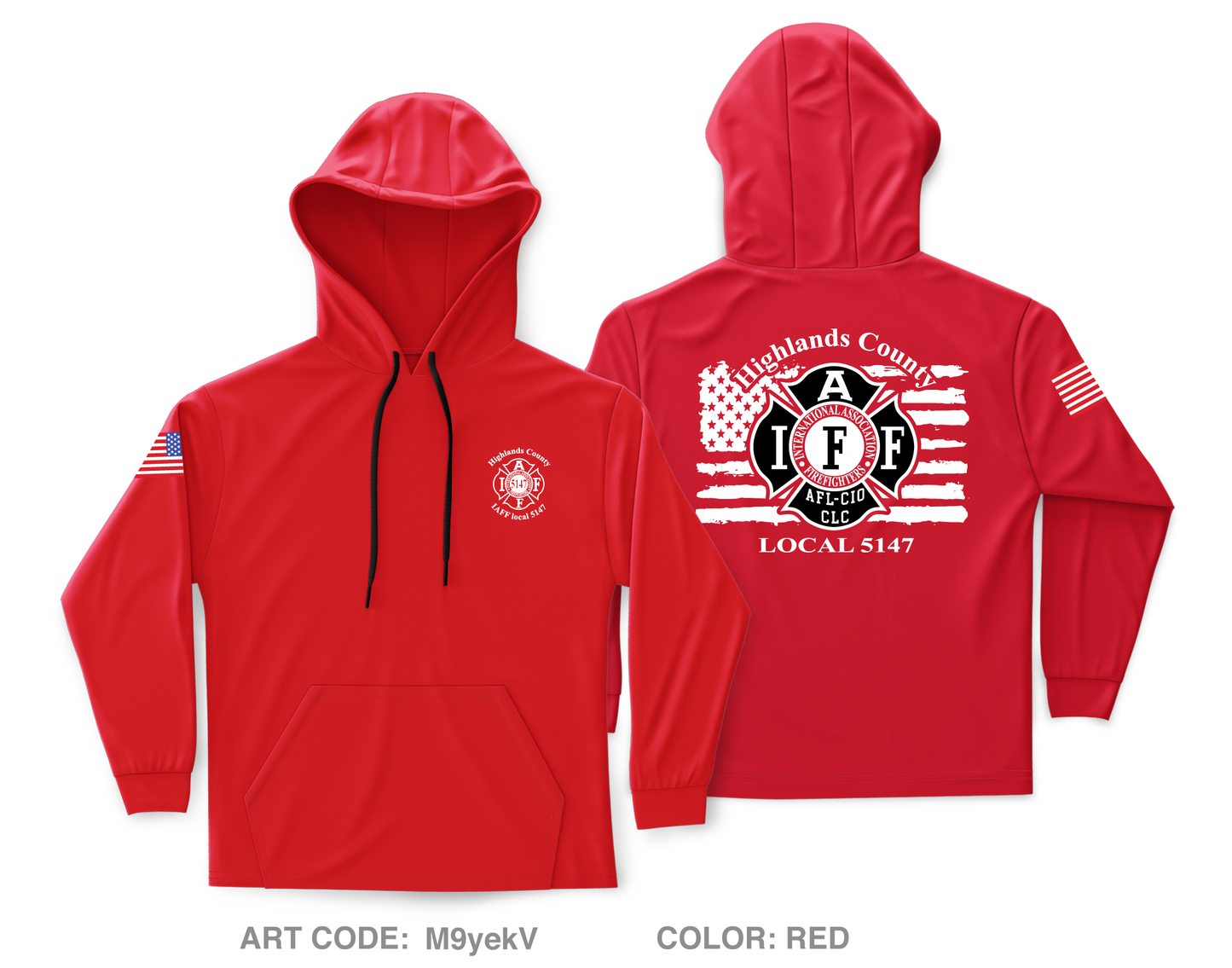 Highlands County Professional EMS & Firefighters Local 5147 Core Men's Hooded Performance Sweatshirt - M9yekV