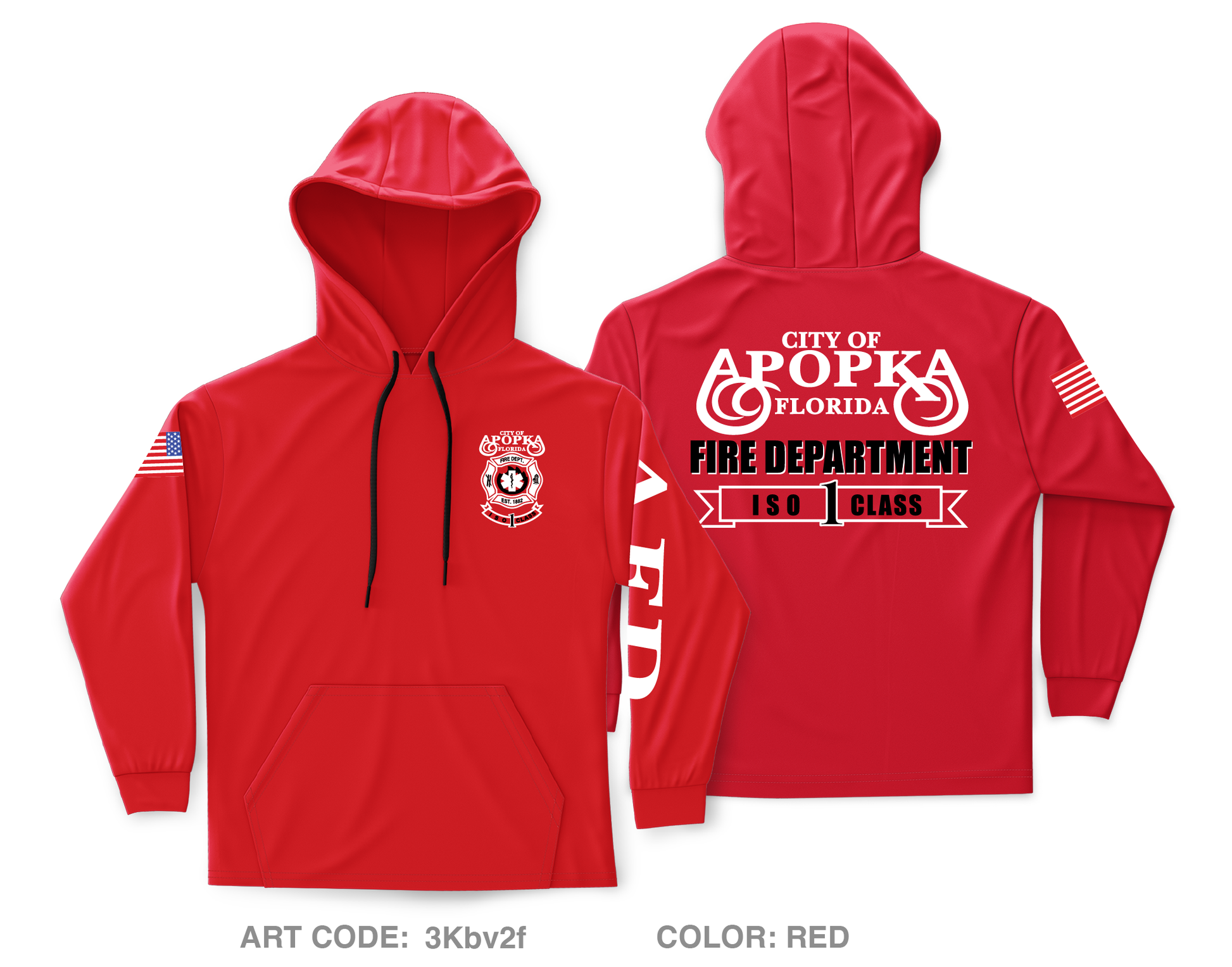 Apopka Fire Department Core Men s Hooded Performance Sweatshirt 3Kbv Emblem Athletic