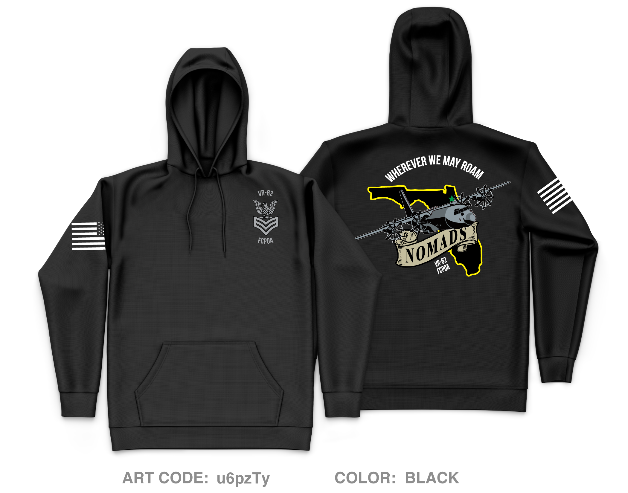 Fleet Logostics Support Squadron 62 (VR-62) Core Men's Hooded Performa ...
