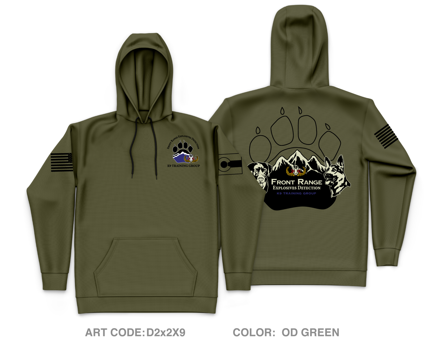 Front Range Explosives Detection K-9 Group Core Men's Hooded Performance Sweatshirt - D2x2X9