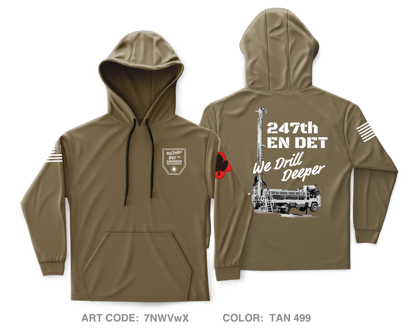 247th EN DET WD Fundraising Collection Core Men's Hooded Performance Sweatshirt - 7NWVwX