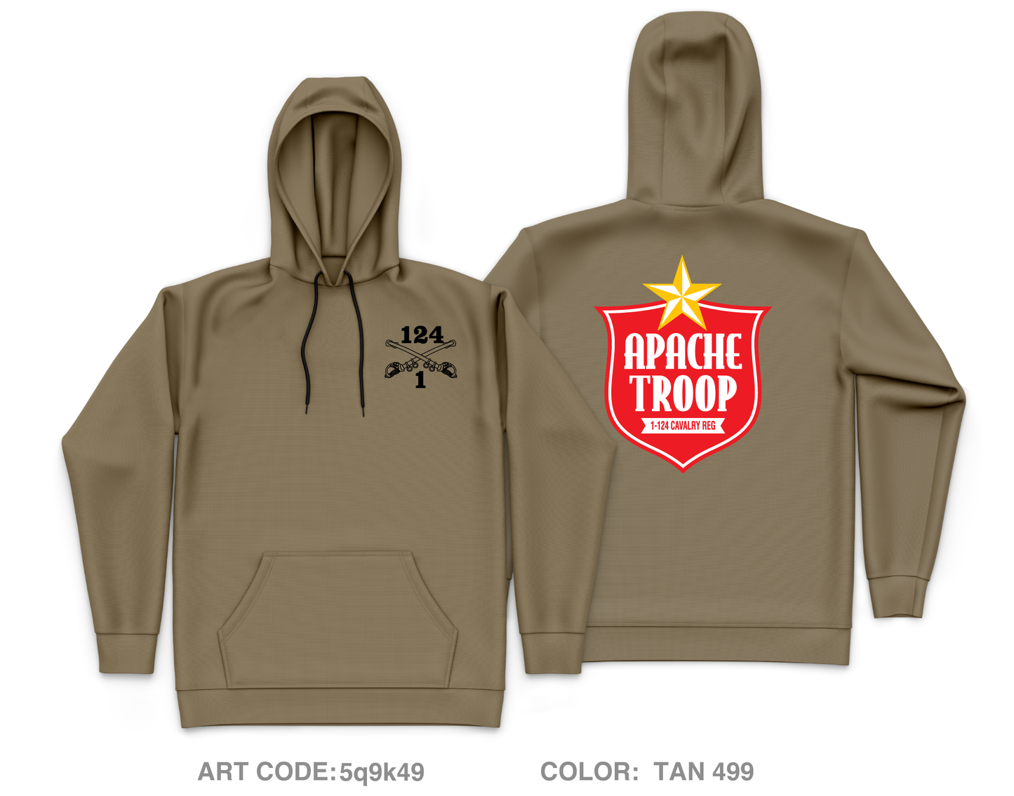 A Troop 1|124th Cavalry Reg Core Men's Hooded Performance Sweatshirt - 5q9k49