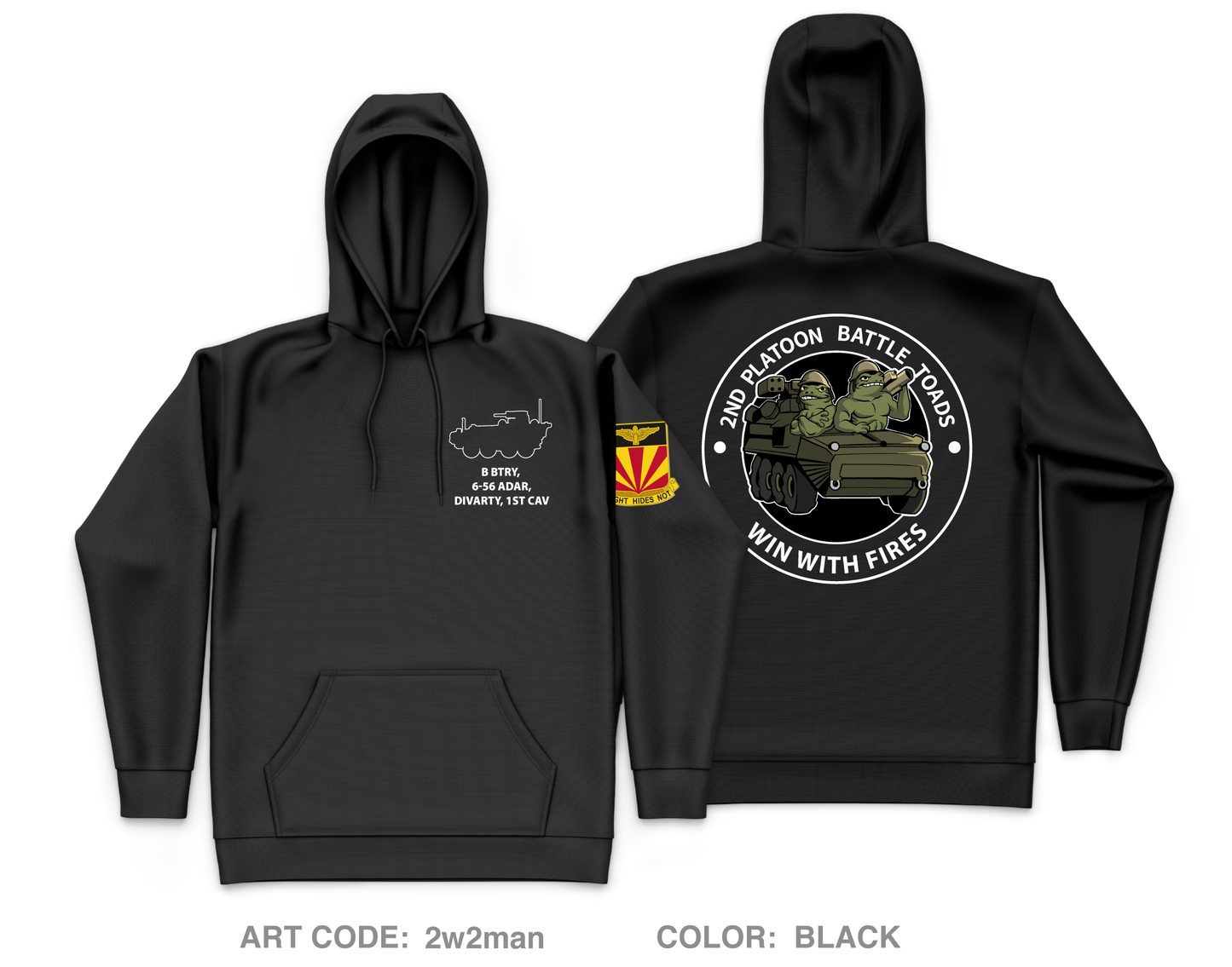 2nd PLT, B Btry, 6-56ADAR Core Men's Hooded Performance Sweatshirt - 2w2man