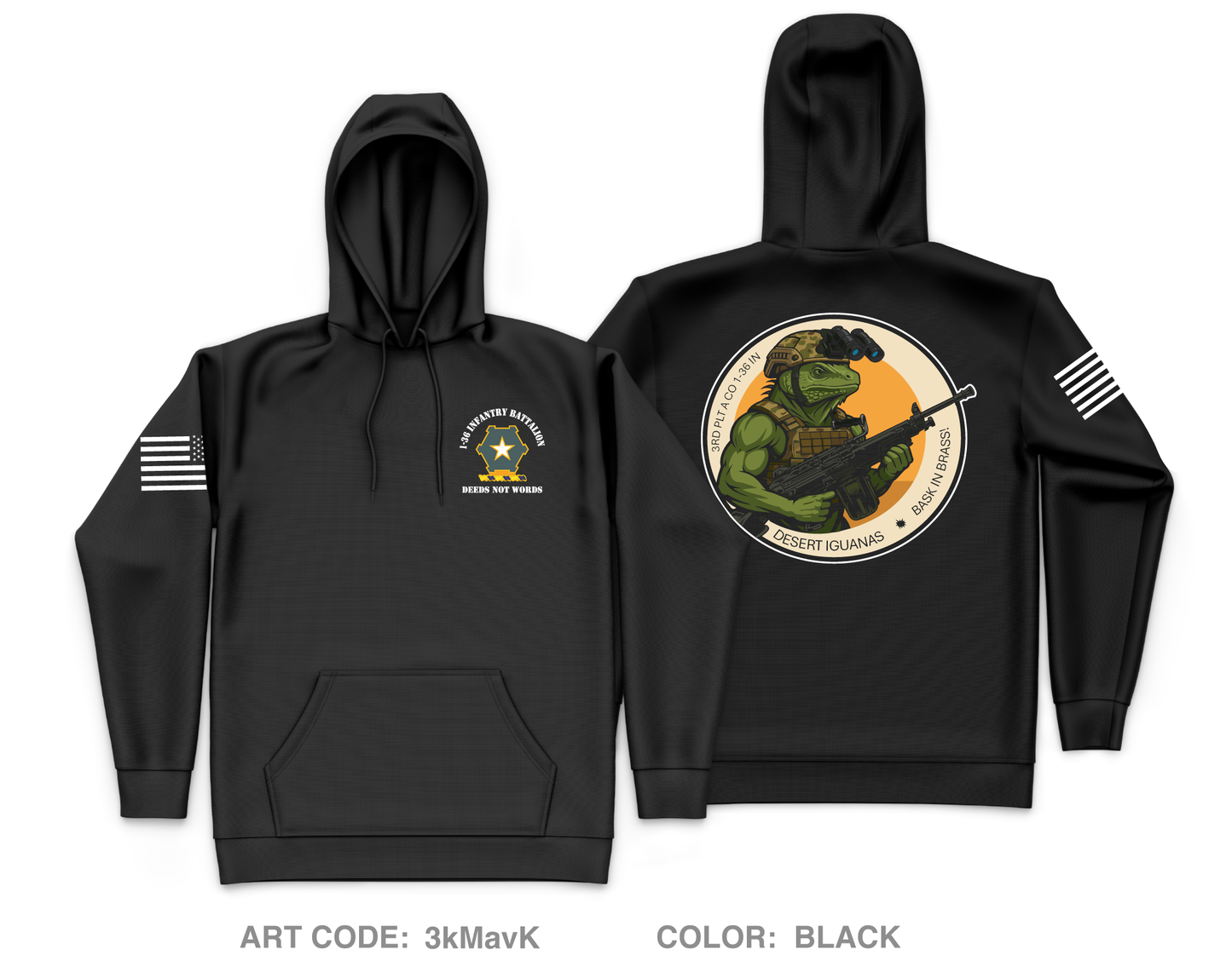 3rd PLT A CO 1-36 IN BN Core Men's Hooded Performance Sweatshirt - 3kMavK