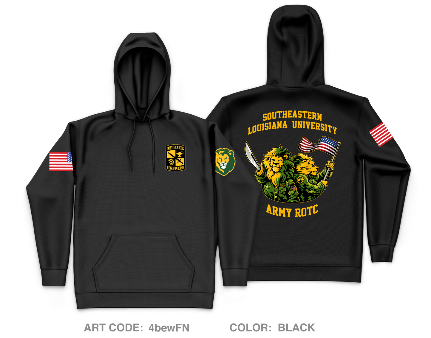 Southeastern Louisiana University ROTC Core Men's Hooded Performance Sweatshirt - 4bewFN
