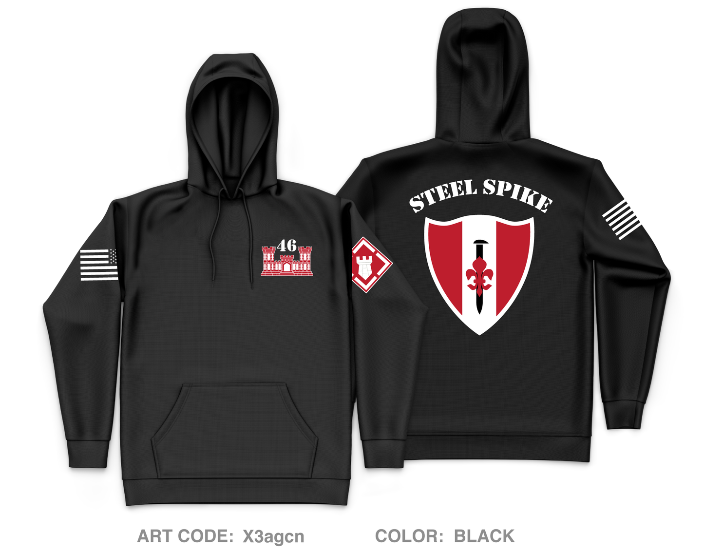 46th Engineers Core Men's Hooded Performance Sweatshirt - X3agcn
