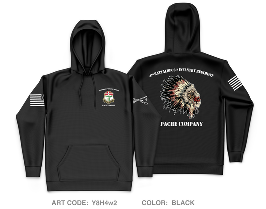 Apache Company 4th Battalion 6th Infantry Regiment Core Men's Hooded Performance Sweatshirt - Y8H4w2