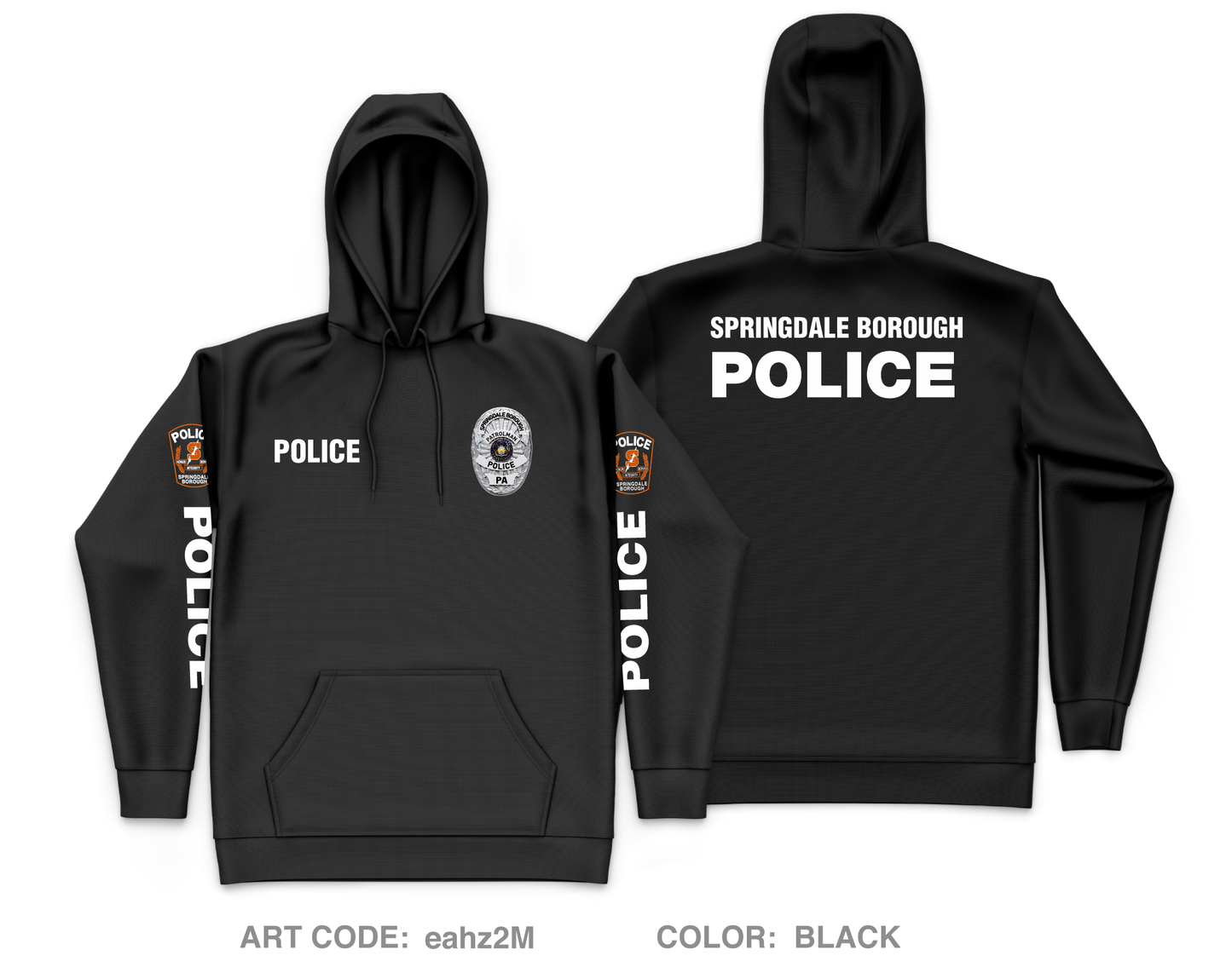 Springdale Borough Police Core Men's Hooded Performance Sweatshirt - eahz2M