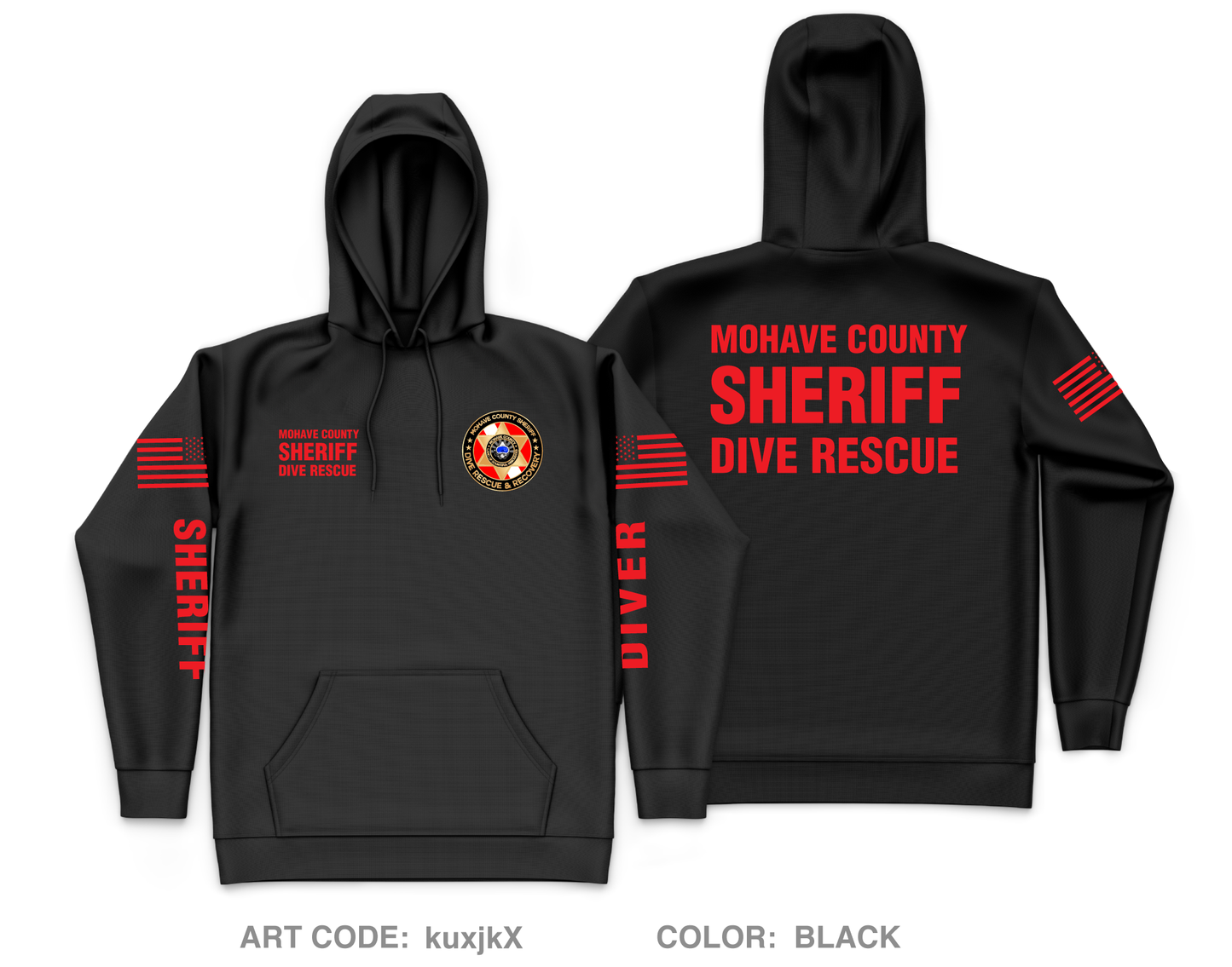 Mohave County Sheriff's Office Dive Rescue Team Core Men's Hooded Performance Sweatshirt - kuxjkX