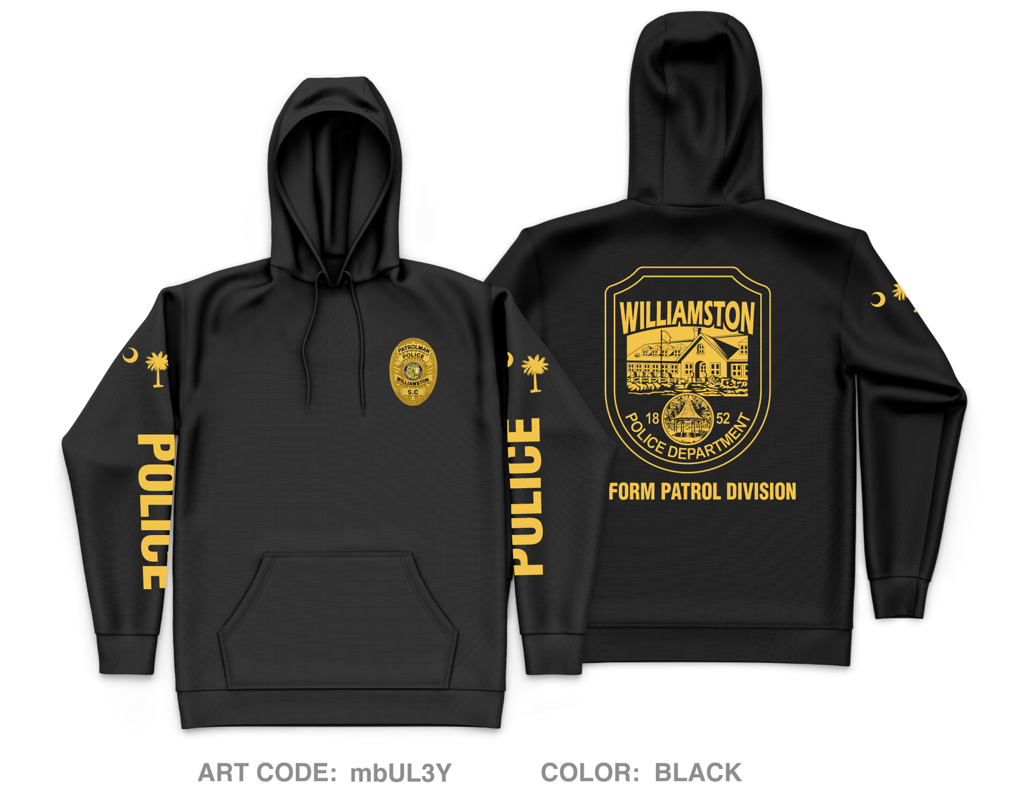 Williamston Police Department Core Men's Hooded Performance Sweatshirt - mbUL3Y