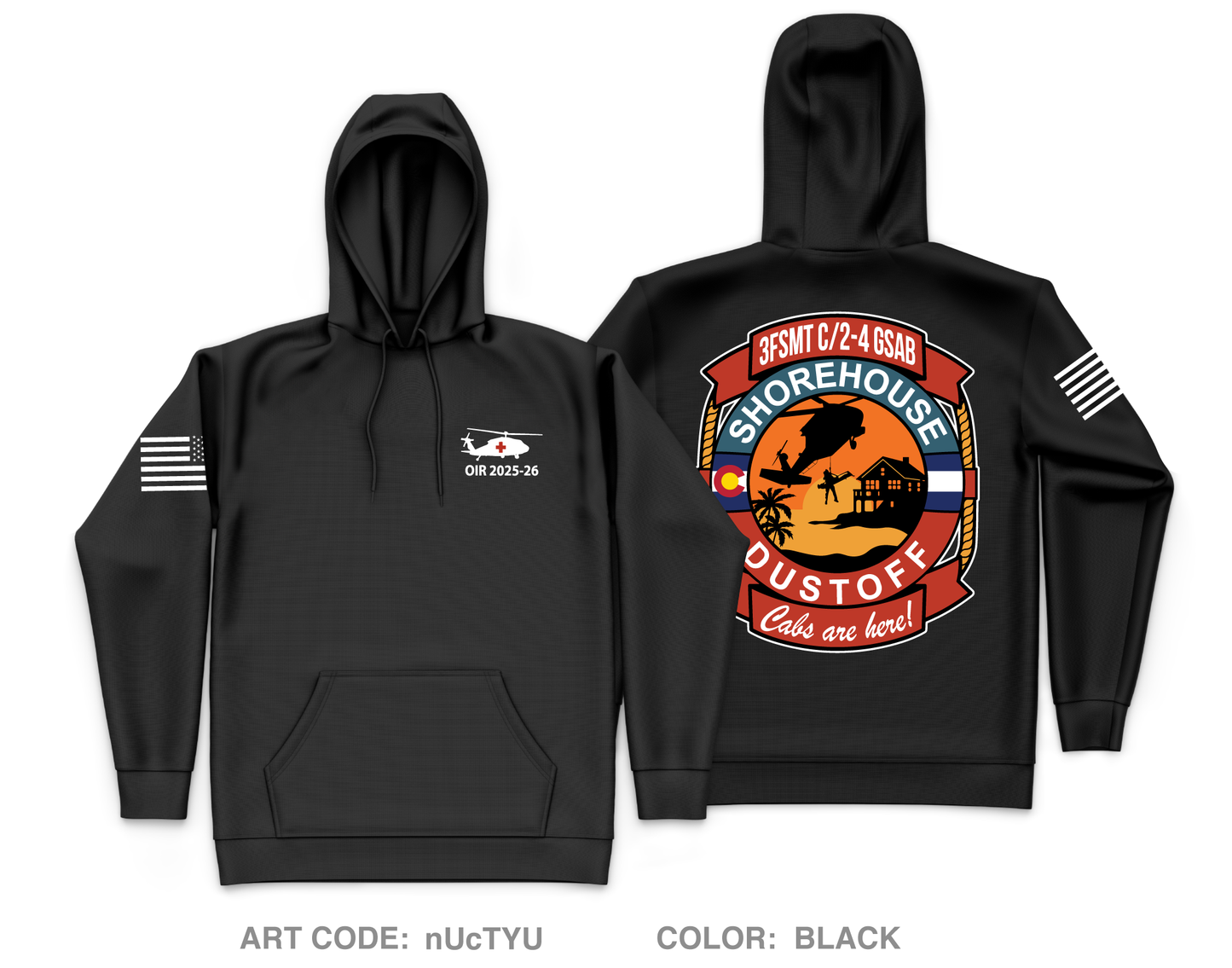 3FSMT “Shorehouse Dustoff”, C/2-4 GSAB Core Men's Hooded Performance Sweatshirt - nUcTYU