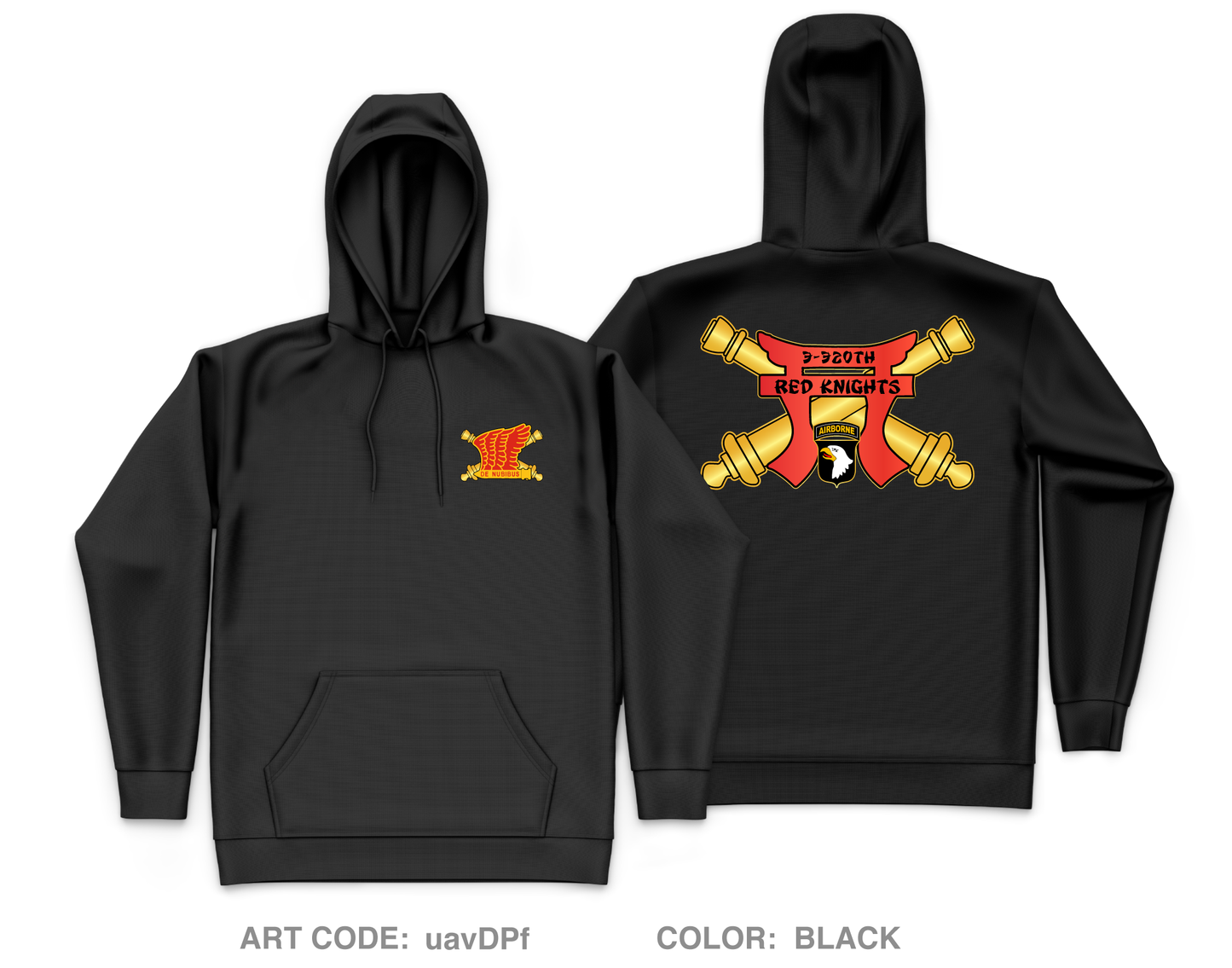 3-320th Field Artillery Battalion "Red Knight Rakkasans" Fundraising Collection Core Men's Hooded Performance Sweatshirt - uavDPf