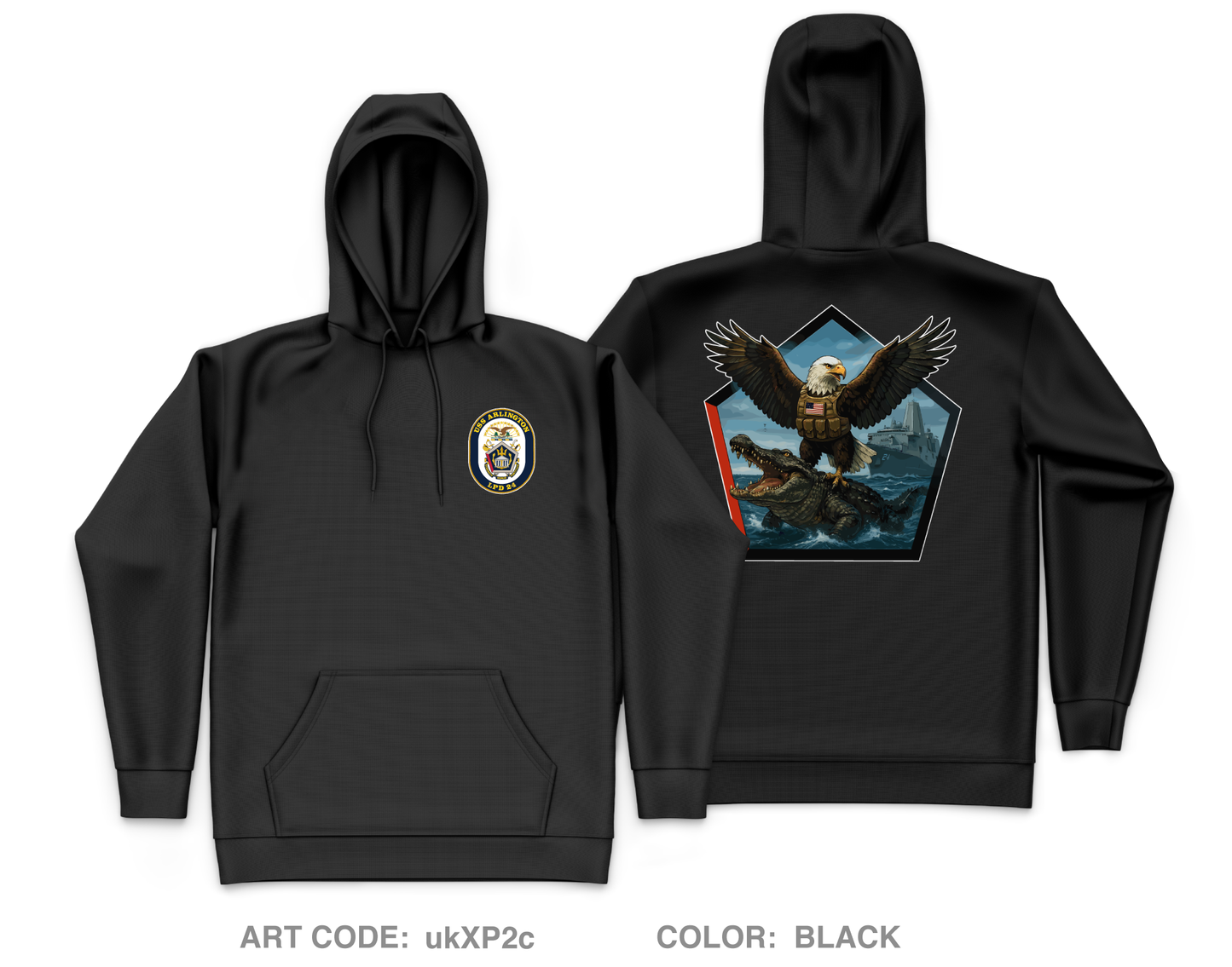 USS ARLINGTON Core Men's Hooded Performance Sweatshirt - ukXP2c