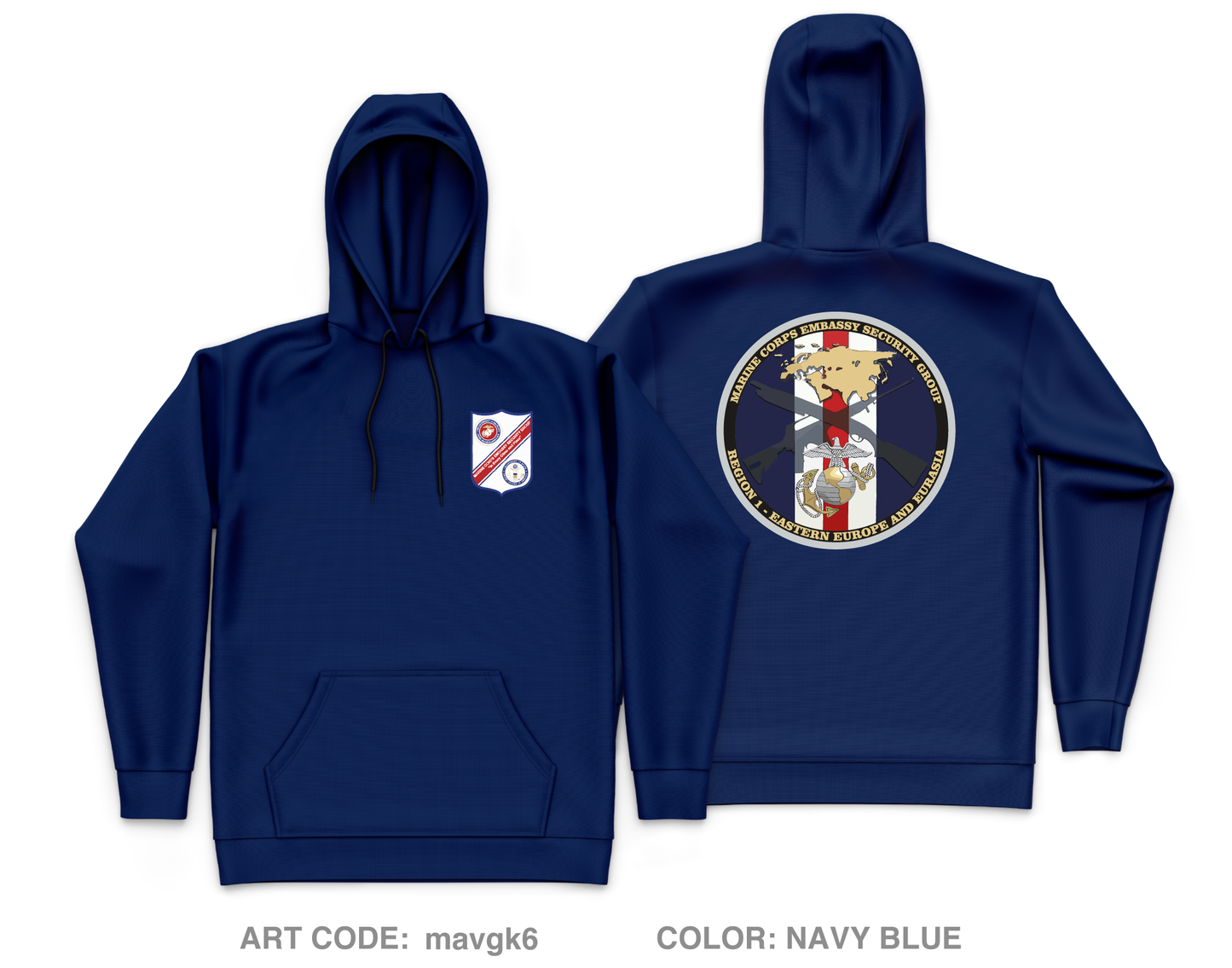 Marine Corps Embassy Security Group, Region 1 HQ Core Men's Hooded Performance Sweatshirt - mavgk6