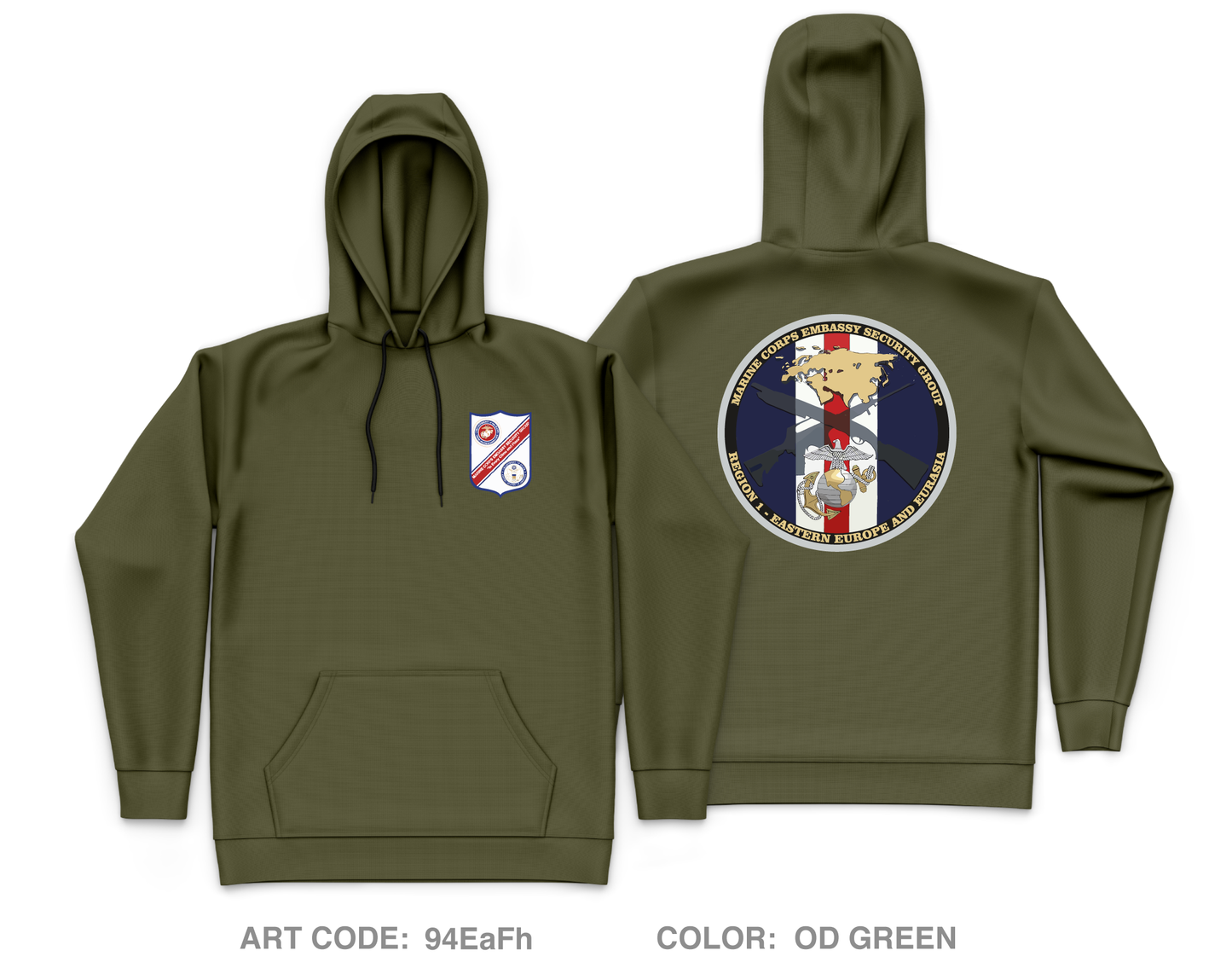 Marine Corps Embassy Security Group, Region 1 HQ Core Men's Hooded Performance Sweatshirt - 94EaFh
