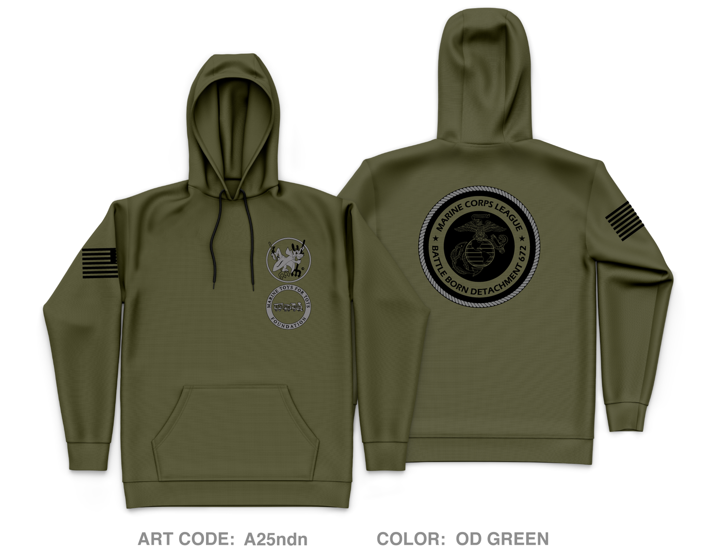 MCL672 Battle Born Marines Core Men's Hooded Performance Sweatshirt - A25ndn