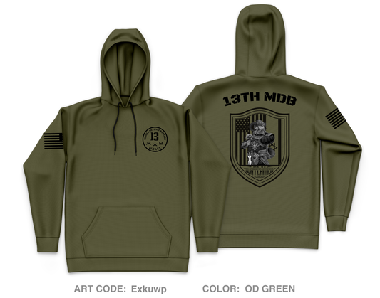 13th MDB Core Men's Hooded Performance Sweatshirt - Exkuwp