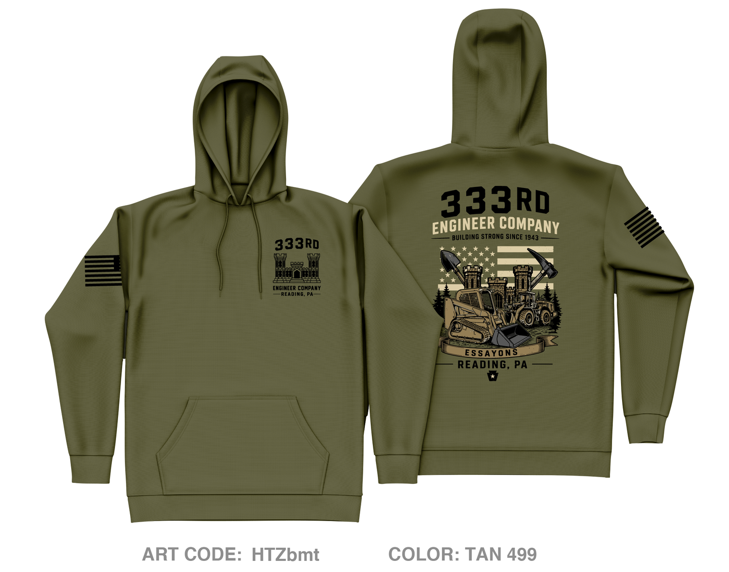 333rd Engineer Company Core Men's Hooded Performance Sweatshirt - HTZbmt