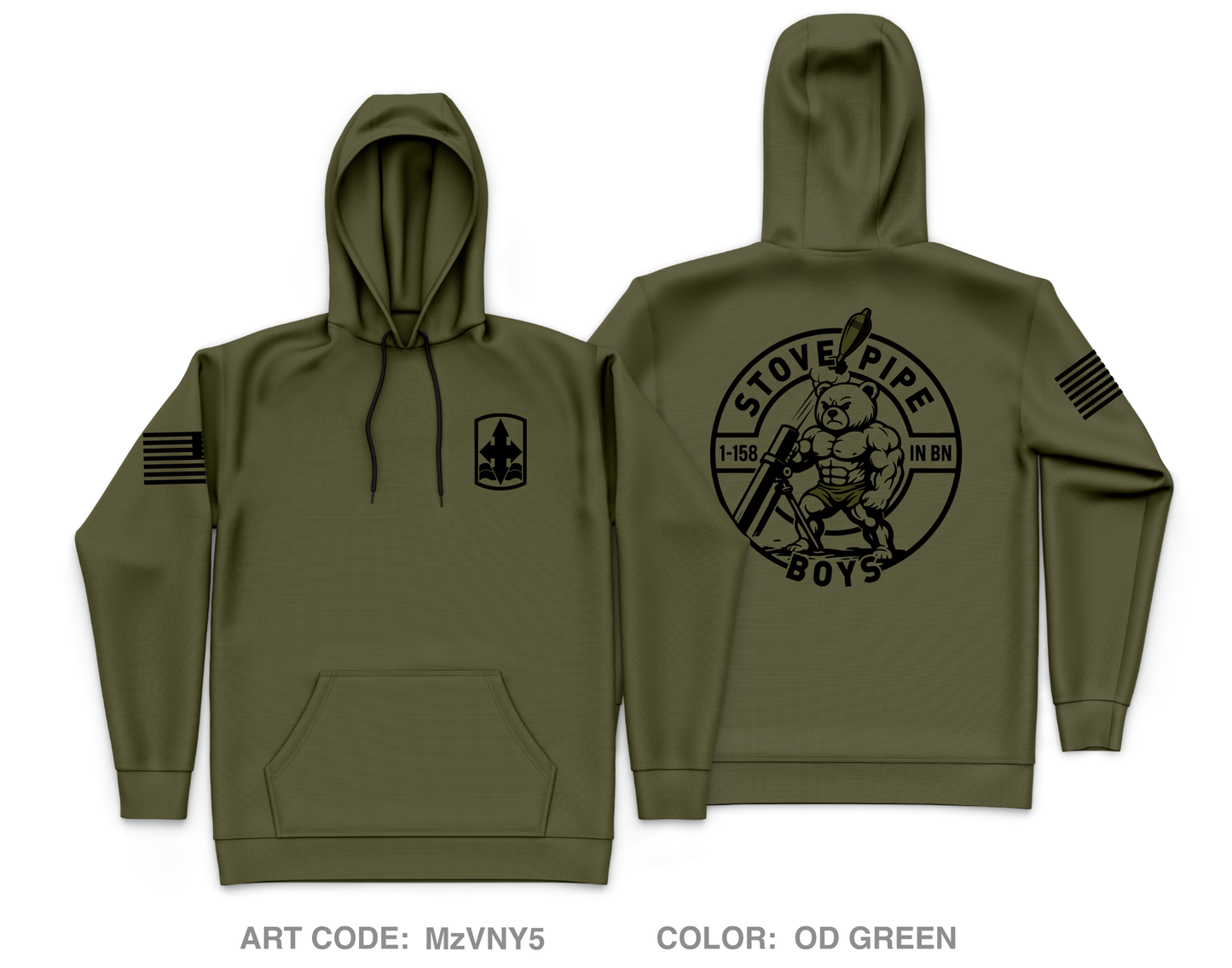1-158 IN BN HHC Mortar Platoon Core Men's Hooded Performance Sweatshirt - MzVNY5