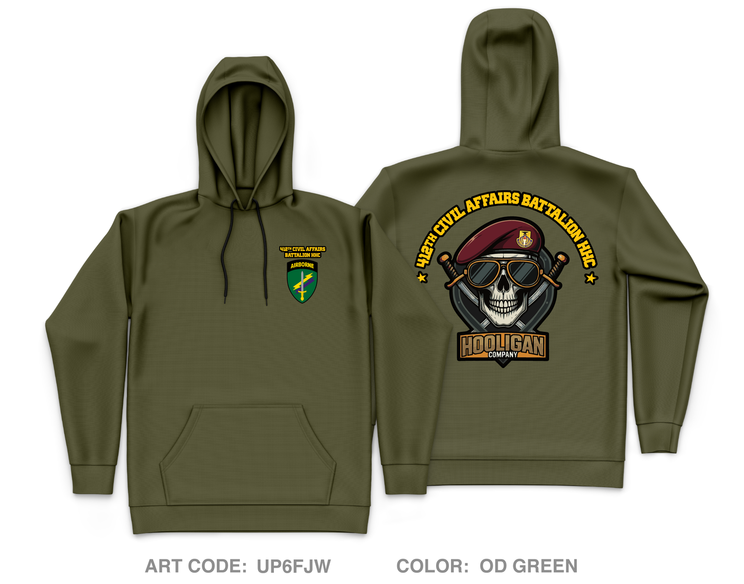 412th Civil Affairs HHC Core Men's Hooded Performance Sweatshirt - UP6FJW