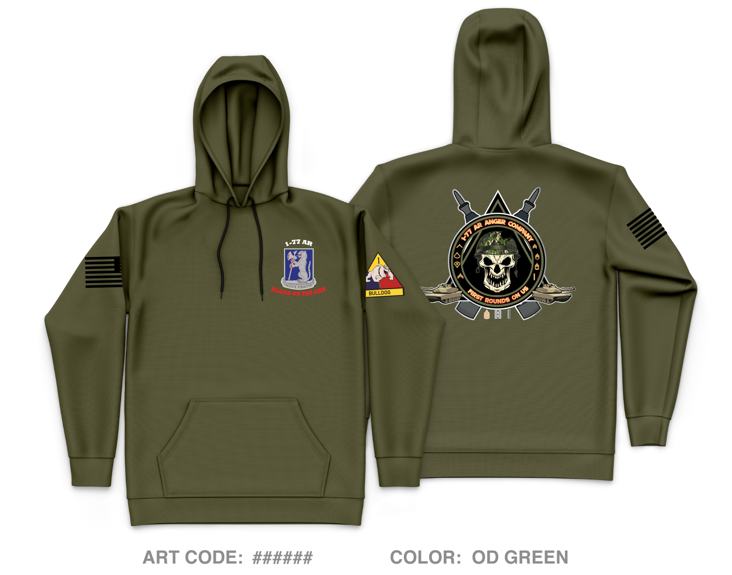 Anger Co, 1-77 AR - Unit Gear Core Men's Hooded Performance Sweatshirt - XZdDMW