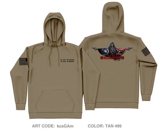 1st Platoon A Co 2-30IN Core Men's Hooded Performance Sweatshirt - kcsGAm