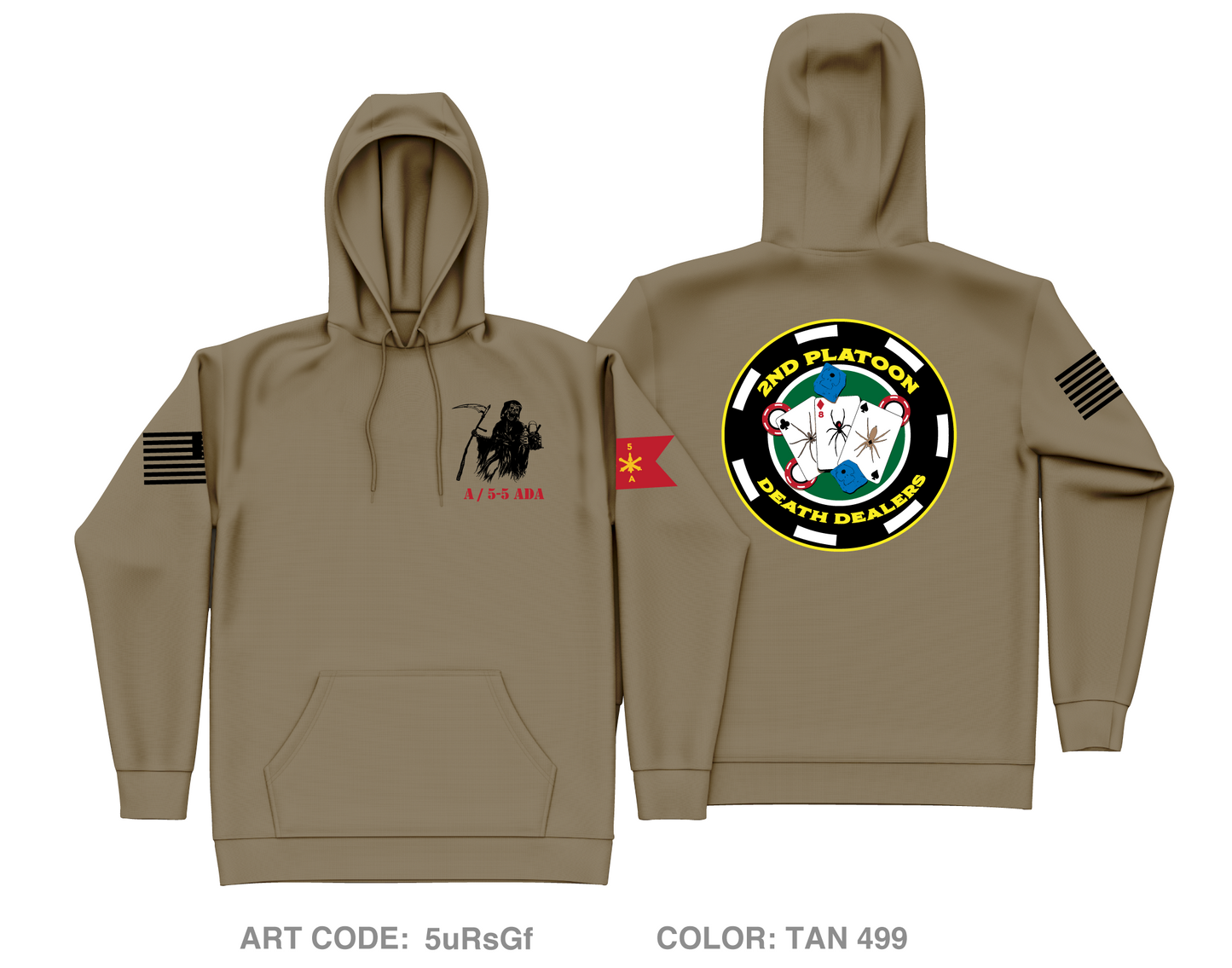 2nd Platoon Death Dealers A 5-5 Core Men's Hooded Performance Sweatshirt - 5uRsGf