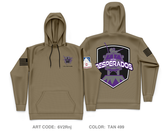 Distro Desperados, I Co, 2-87 IN BN Core Men's Hooded Performance Sweatshirt - 6V2Rnj