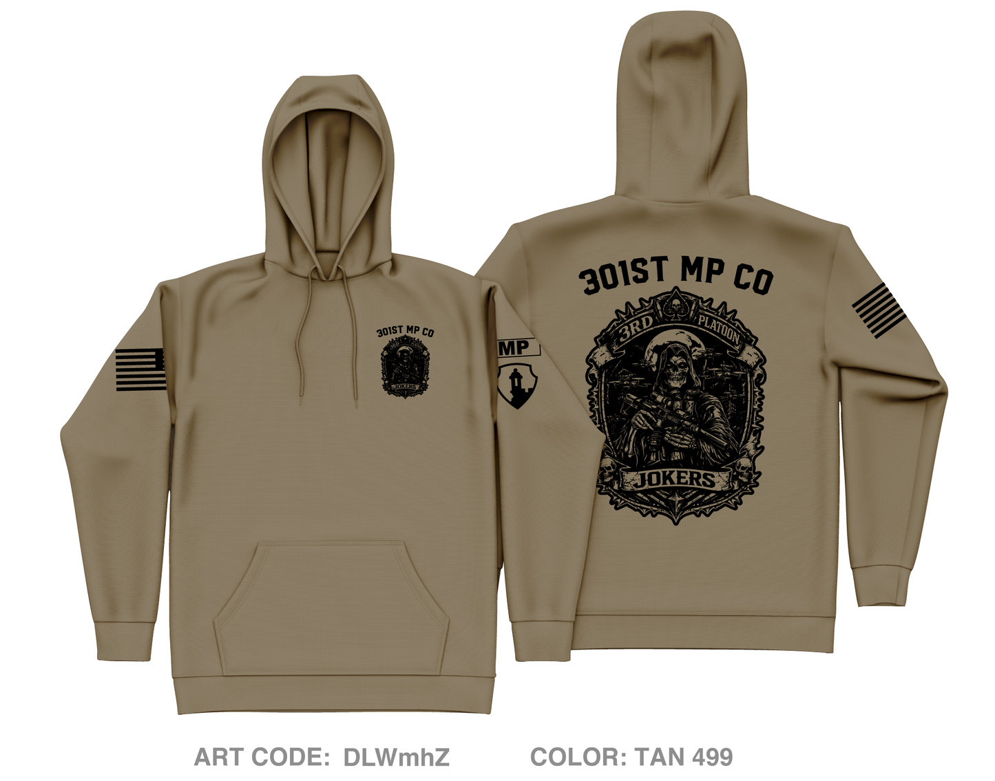 301st MP CO / 3rd PLATOON JOKERS Core Men's Hooded Performance Sweatshirt - DLWmhZ