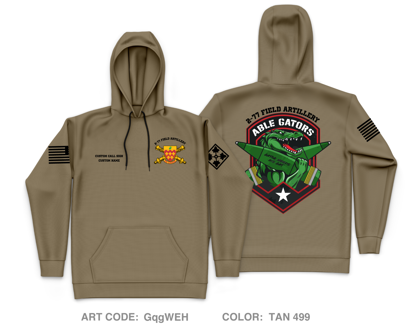 CUSTOM A BTRY 2-77 FA Core Men's Hooded Performance Sweatshirt - GqgWEH