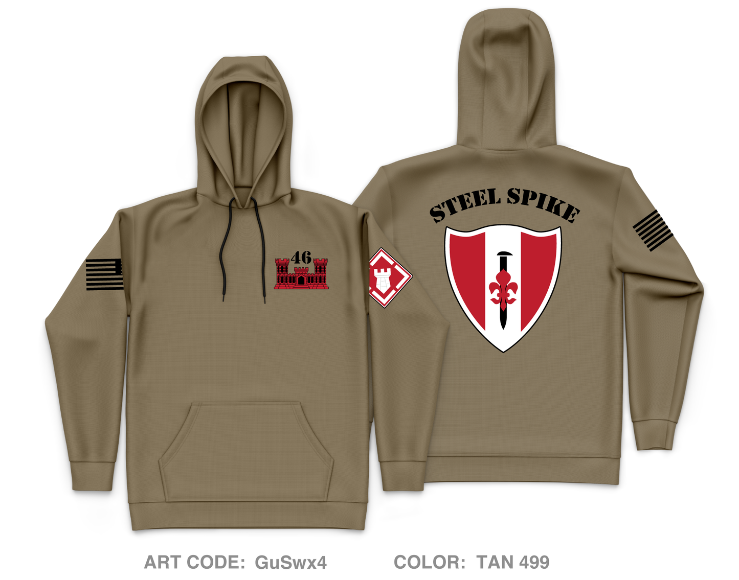 46th Engineers Core Men's Hooded Performance Sweatshirt - GuSwx4