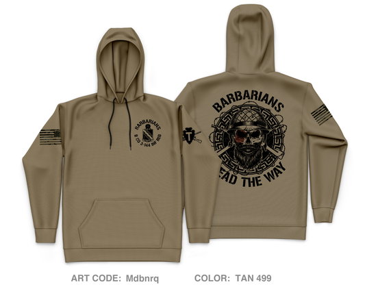 Barbarians / B Co 3-144 INF REG Core Men's Hooded Performance Sweatshirt - Mdbnrq