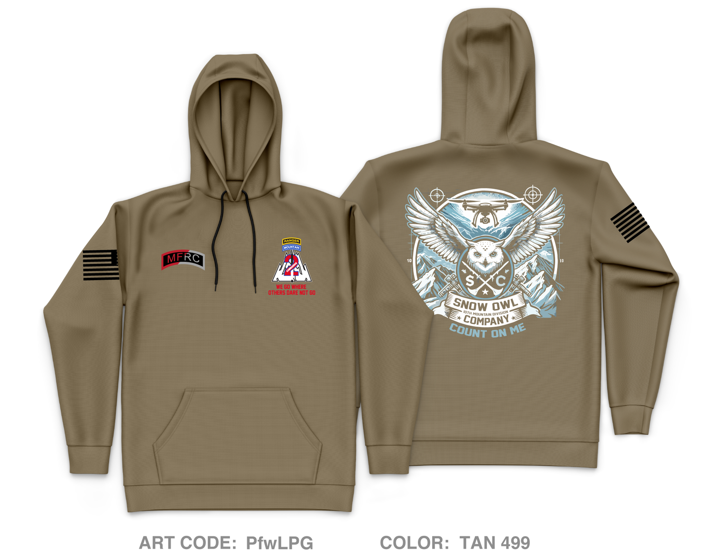 MFRC, 2BCT, 10th Mountain Division Core Men's Hooded Performance Sweatshirt - PfwLPG