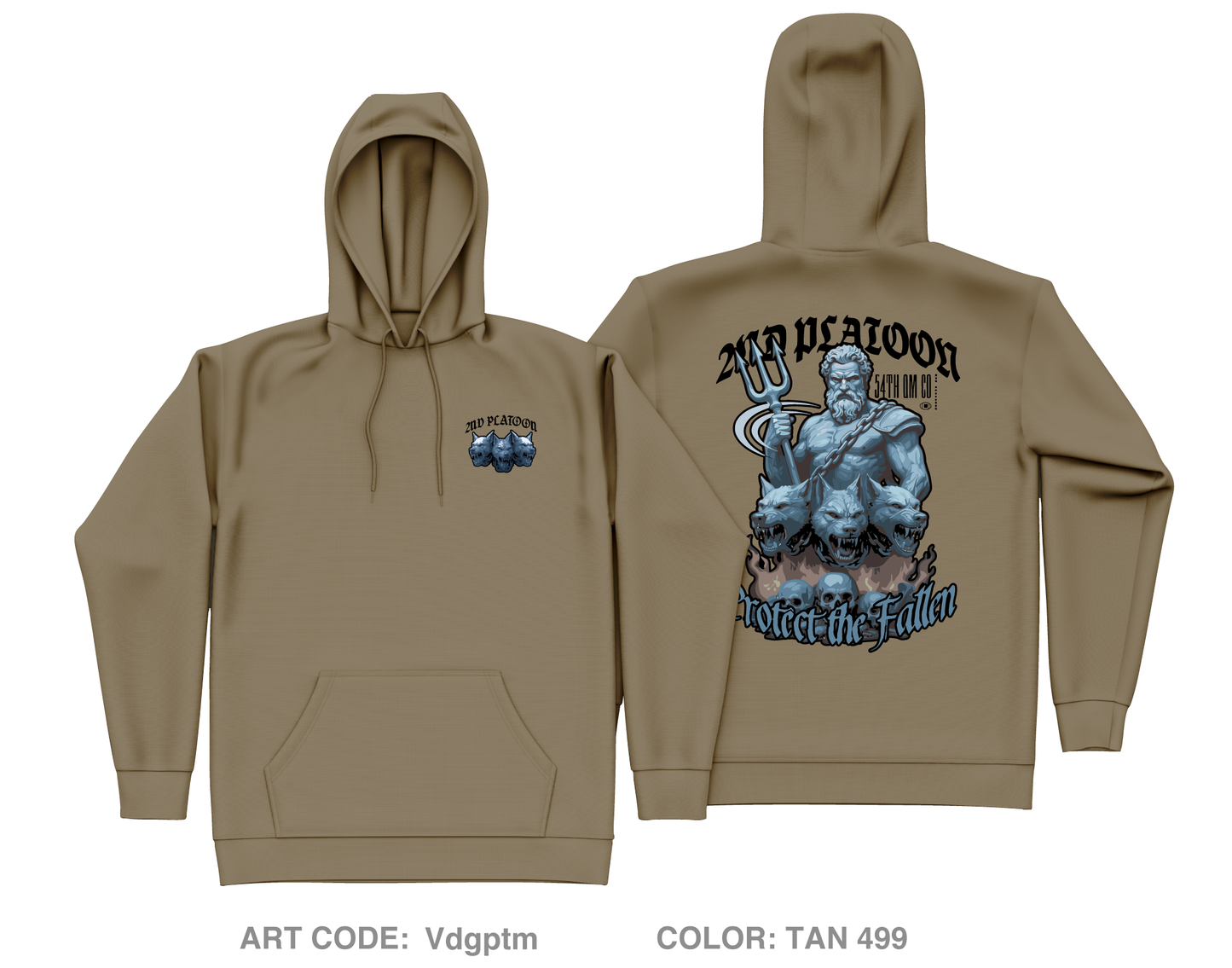 2ND PLT/54th QM CO Core Men's Hooded Performance Sweatshirt - Vdgptm