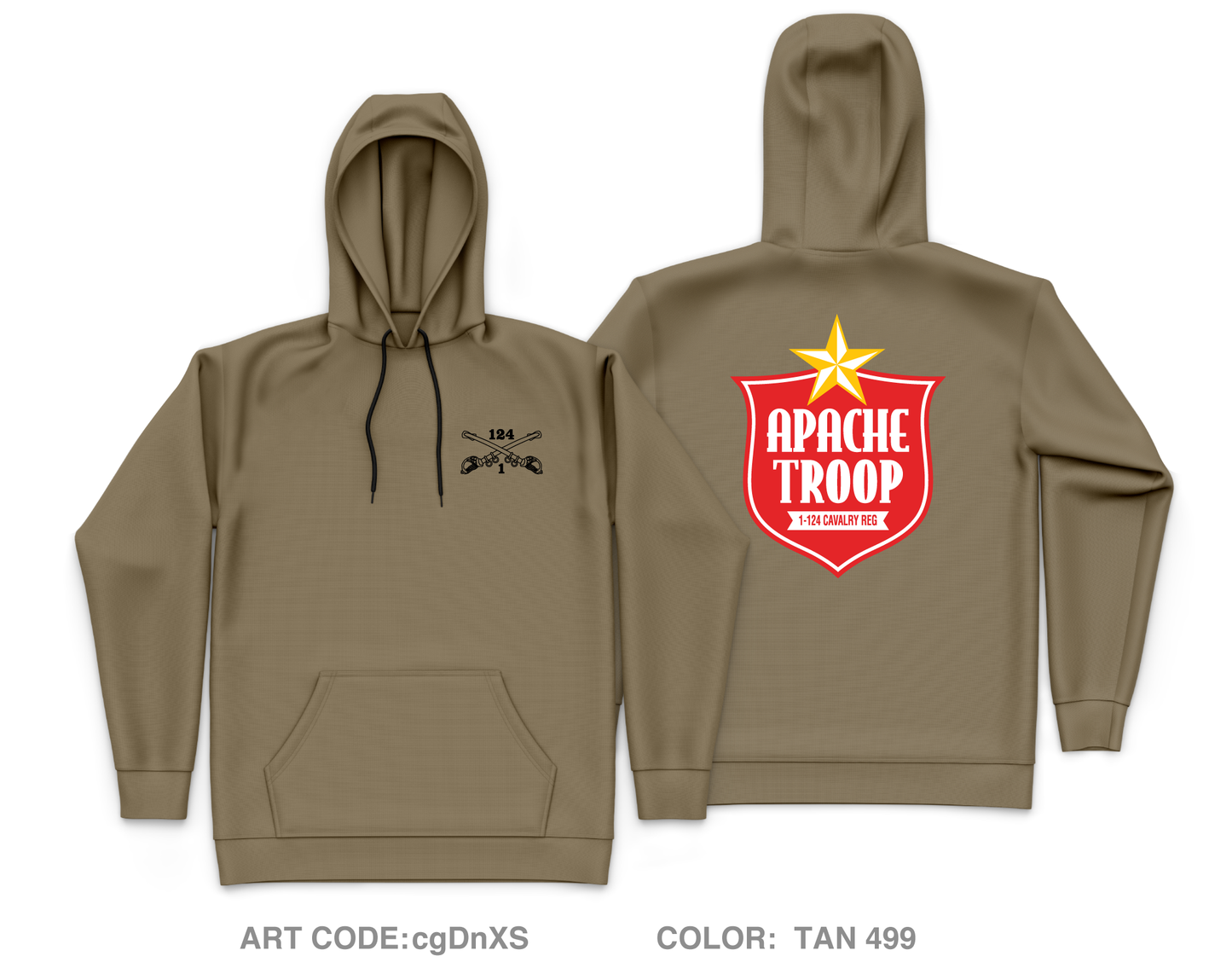 A Troop 1|124th Cavalry Reg Core Men's Hooded Performance Sweatshirt - cgDnXS