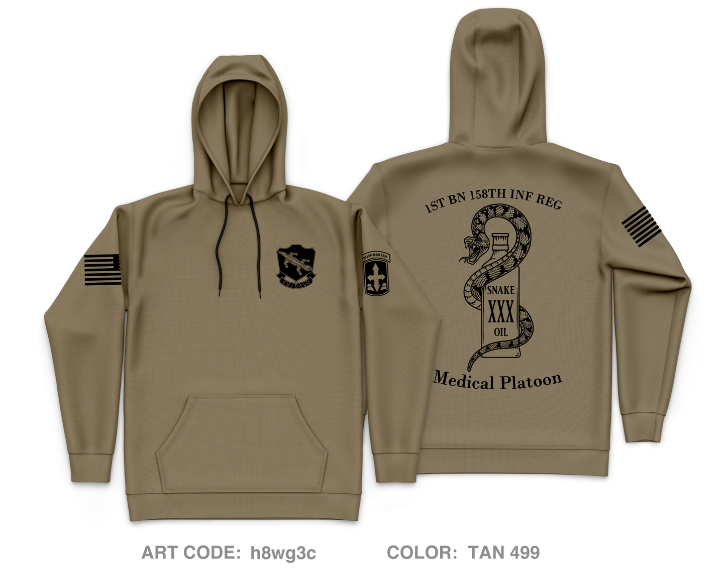 Medical Platoon, HHC, 1st BN, 158th INF REG Core Men's Hooded Performance Sweatshirt - h8wg3c