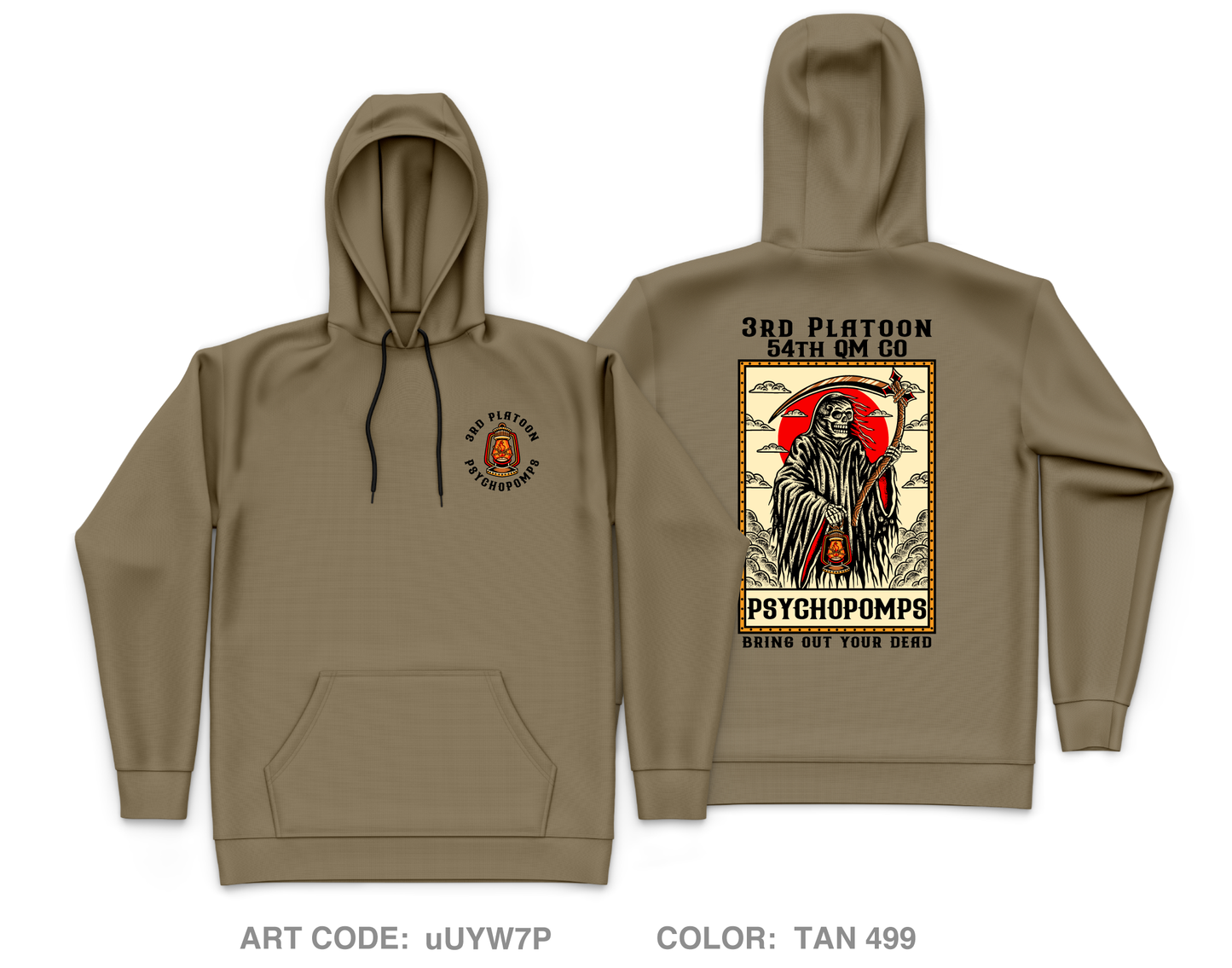 3rd PLT, 54th QM CO Core Men's Hooded Performance Sweatshirt - uUYW7P