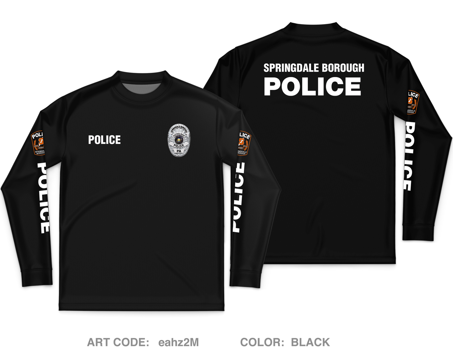 Springdale Borough Police Core Men's LS Performance Tee - eahz2M