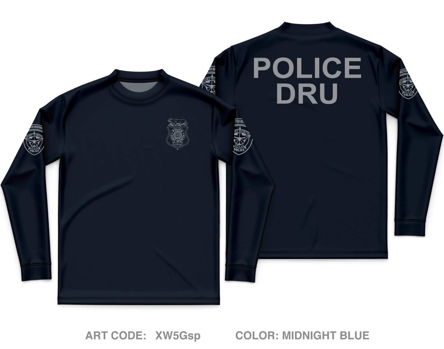 Fort Worth Police Department Directed Response Unit Core Men's LS Performance Tee - XW5Gsp