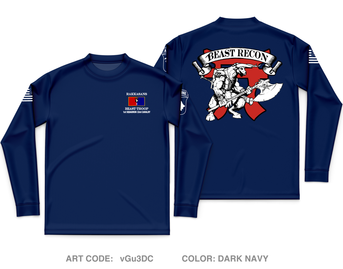 B TRP, 1-33 Cav, 3BCT Core Men's LS Performance Tee - vGu3DC