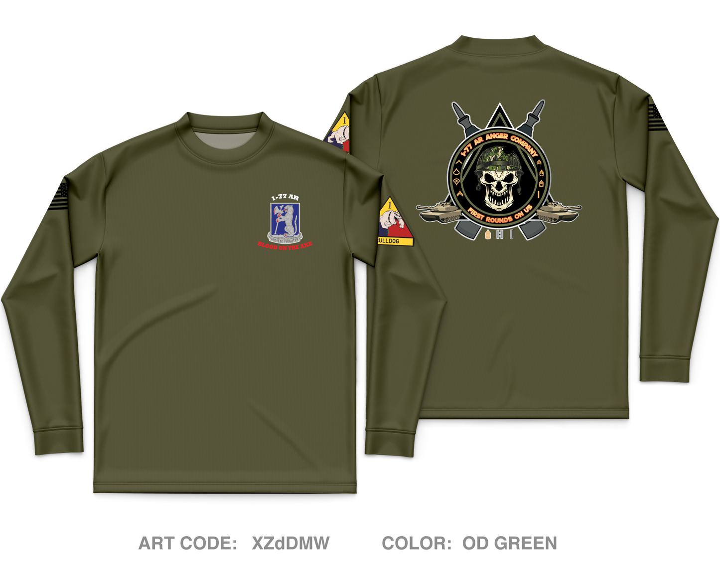 Anger Co, 1-77 AR - Unit Gear Core Men's LS Performance Tee - XZdDMW