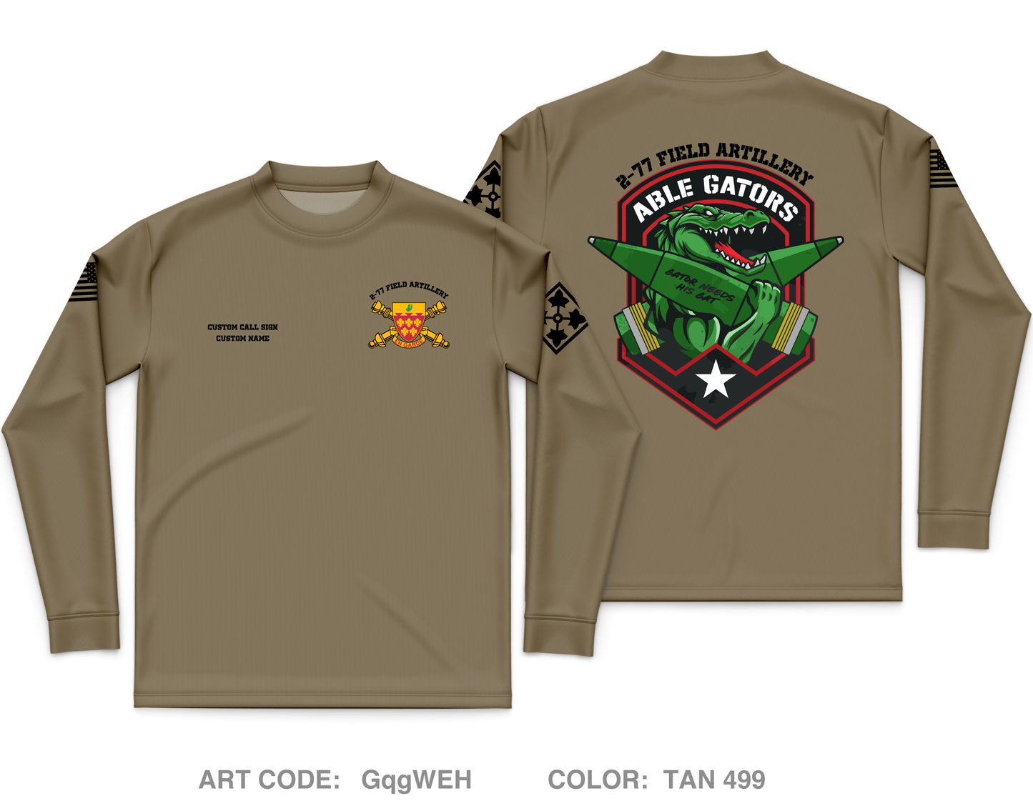 CUSTOM A BTRY 2-77 FA Core Men's LS Performance Tee - GqgWEH