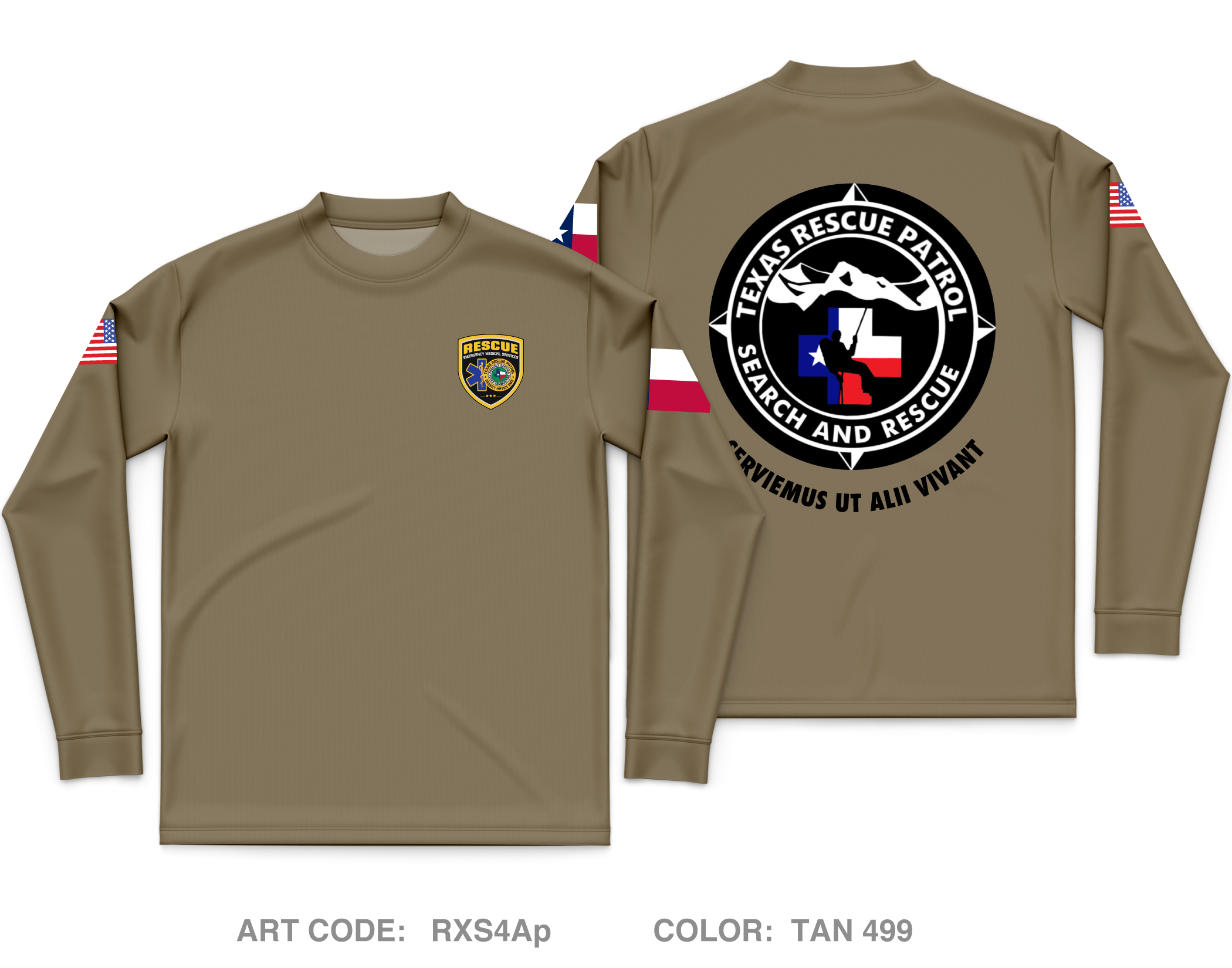 Texas Rescue Patrol SAR team Core Men's LS Performance Tee - RXS4Ap ...