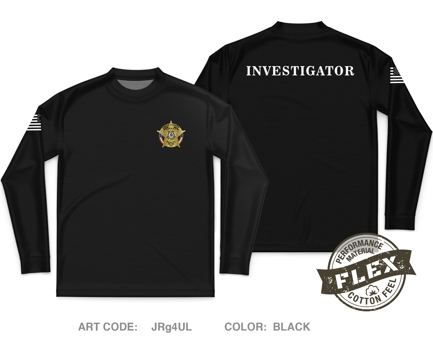 Union County Sheriff's Department Core Men's LS Flex Performance Tee - JRg4UL
