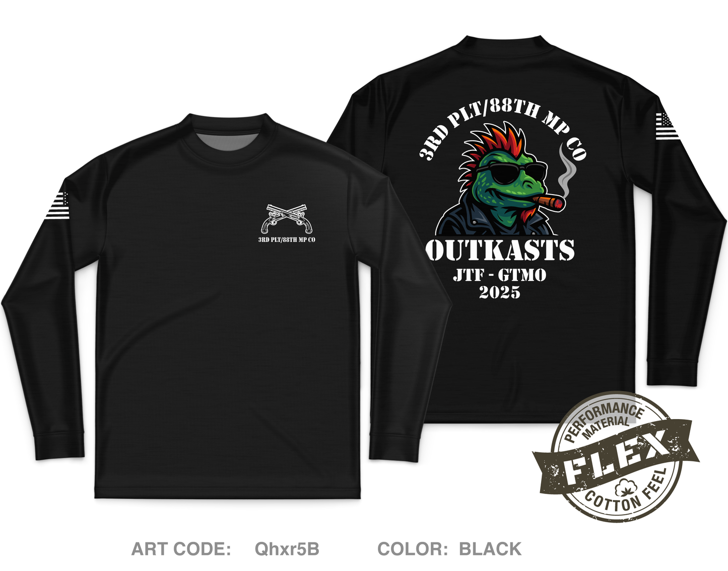 88th MP CO Core Men's LS Flex Performance Tee - Qhxr5B