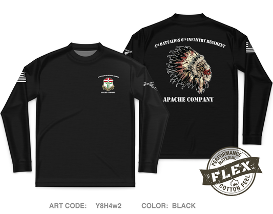 Apache Company 4th Battalion 6th Infantry Regiment Core Men's LS Flex Performance Tee - Y8H4w2