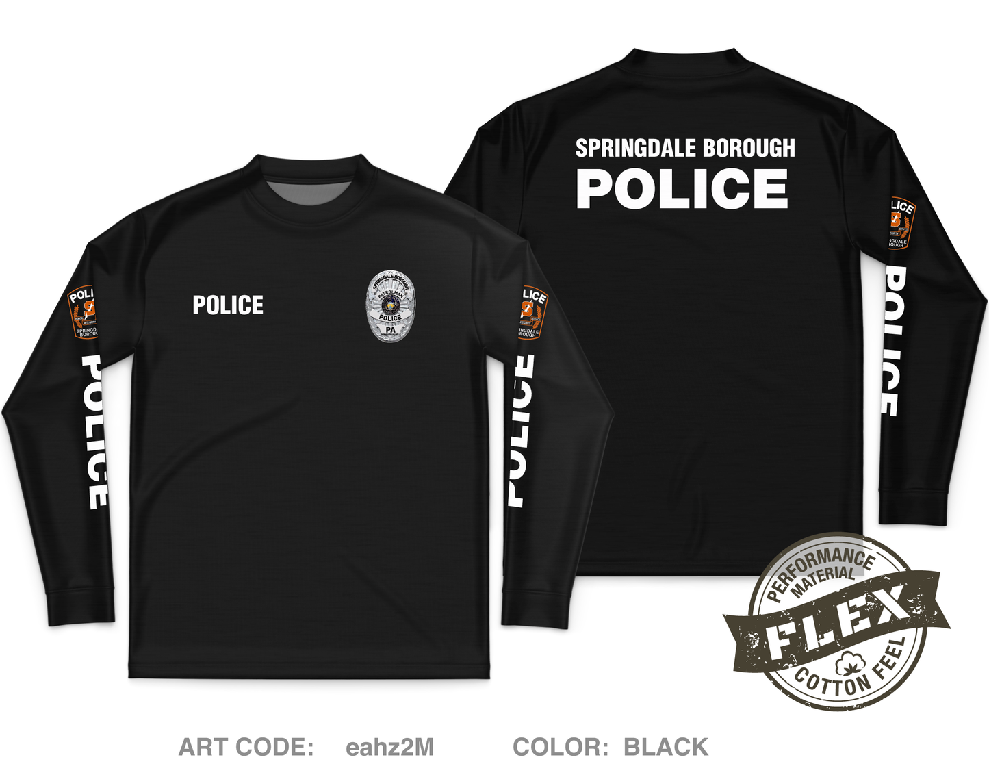 Springdale Borough Police Core Men's LS Flex Performance Tee - eahz2M